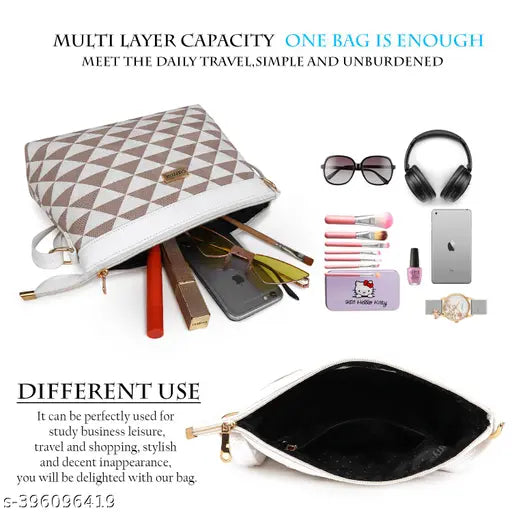 Carrylux sling crossbody bag for girls, black, geometric embossed pattern