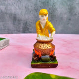 Yellow marble Shirdi Sai Baba Idol Statue for puja worship, 8cm x 10cm x 5cm
