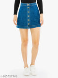 Denim skirt with yellow buttons