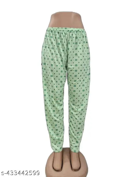 Red pajama pants, patterned with multiple colors
