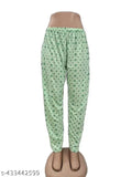 Red pajama pants, patterned with multiple colors
