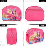 Cartoon printed waterproof lunch bag, pink and purple color scheme, unisex design, leakproof, suitable for school travel and picnics
