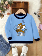 Stylish cotton kids sweatshirt for boys & girls, printed net design, long sleeves, sizes 2-11 years