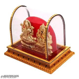 Gv Metal Lord Ganesha and Maa Lakshmi Golden, plastic idols of Indian deities, 3.5x4x3 inches each, intricately detailed religious sculptures