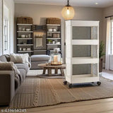Elightway MART four-layer kitchen trolley with clear front, white frame, and black wheels