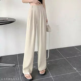 Beige back-to-office trousers, women's wide-leg culotte pants