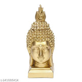 Gold-toned antique Buddha statue, handmade polystone sculpture for peace meditation and protection from SCULPTO MANIA, India origin