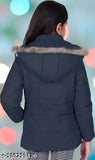 Black coat with fur trim and hood