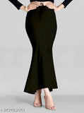 Dark green high-waisted skirt with flared hem and slit detail
