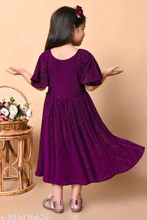 Vibrant Silk Ethnic Maxi Dresses for Girls, various colors from Navy Blue to Maroon, size 2 years to 10 years