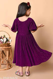 Vibrant Silk Ethnic Maxi Dresses for Girls, various colors from Navy Blue to Maroon, size 2 years to 10 years