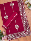 Sequined embroidered zari work saree with 9mm border detail