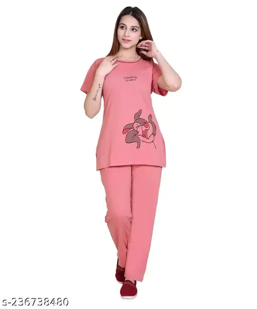 Cotton printed nightsuit for women and girls, featuring Disney and cartoon designs