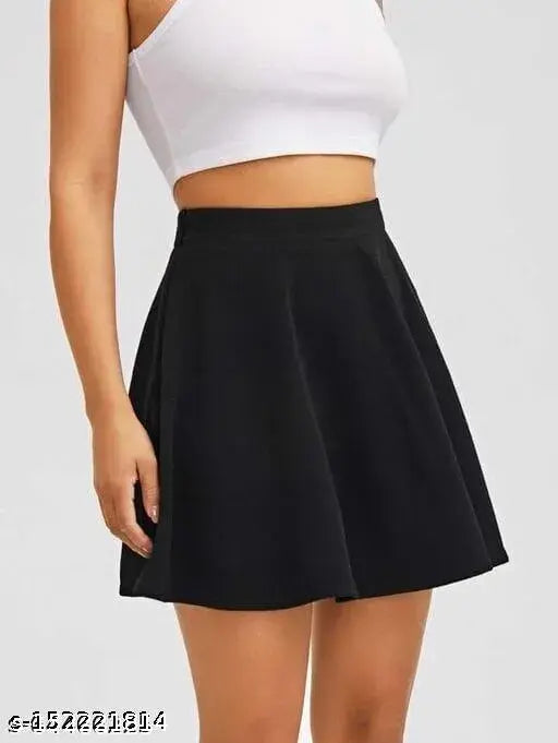 Black cotton women's western flare skirt from India, solid pattern, waist size 26in, length 22in