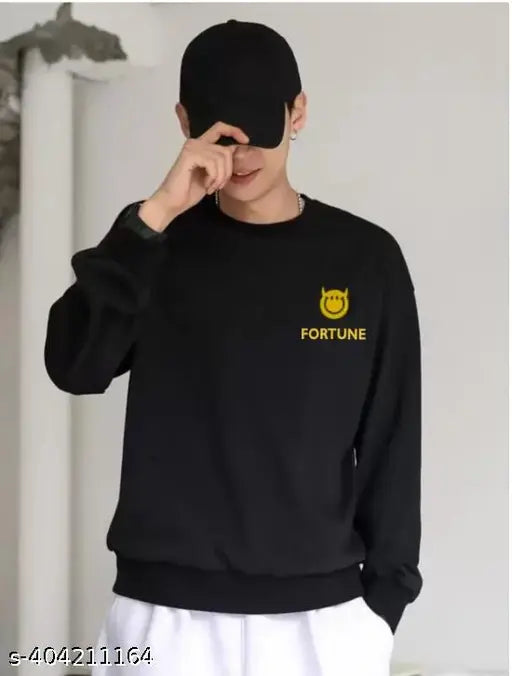 White cotton blend round neck t-shirt with black & yellow typography print for men's casual outfits, India origin