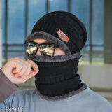 Ultra soft unisex wool beanie cap set with scarf neck warmer for men and women