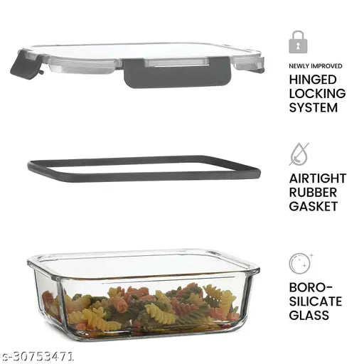 Airtight glass jars with black lids and labels, for preservation