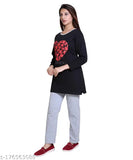 Wool winter night suit with printed net pattern, cozy and warm fleece fabric, XL size from India