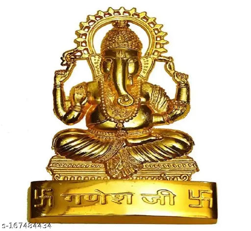 Metal Ganesh Idol, Indian Diwali Puja decor, Shri Ganesh Murti for puja
