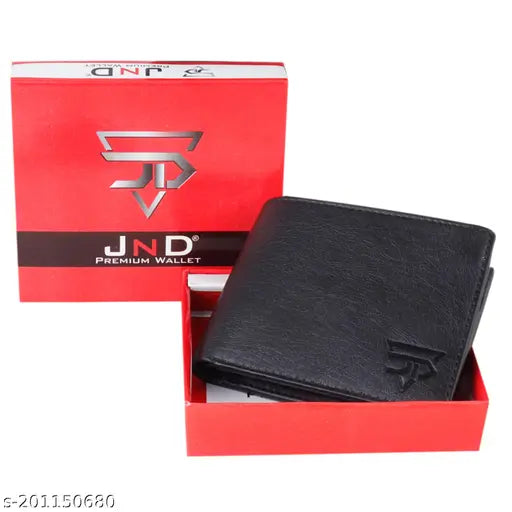 Tan faux leather container wallet, JnD Men's solid design with 3 credit card slots, ID & PAN card pockets, perfect for everyday essentials
