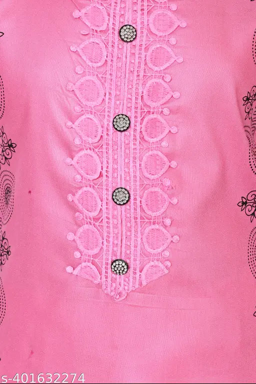 Rayon A-line top & trouser set for girls, printed with western motif - Rqueen Fashion festive wear for 5-12 year olds