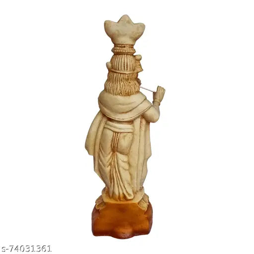 Krishna figurine, handcrafted from beige clay, 15 feet tall showpiece idol for home decor, figurine craft gift for house warming, for living room, with intricate details