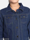 Blue denim jacket with button front and two chest pockets