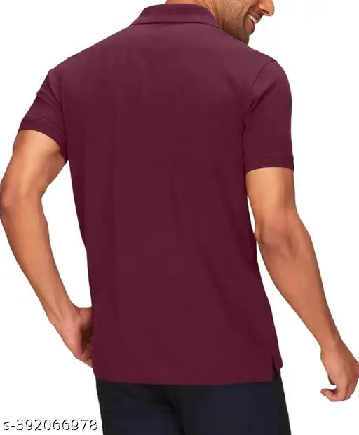 Solid cotton kite polo T-shirt, short sleeves, men's sizes M-XXL, India origin