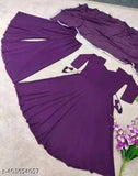 A plain purple georgette kameez with dupatta and palazzo set, elegant attire for weddings, parties or casual wear
