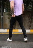 Designer Monster printed jeans, men's slim fit black knee-cut with solid denim option, size 28, 30, 32 (denim pattern placement print and solid) - Indian origin