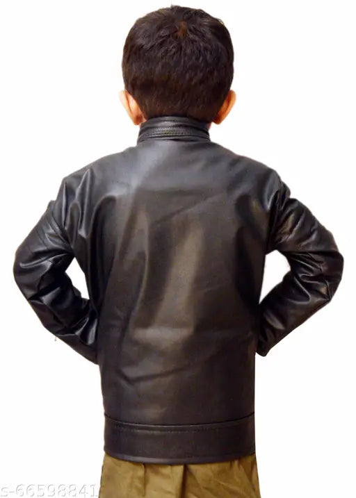 Black leather jacket, waterproof, low price, kids jacket