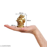Golden poly resin Feng Shui Laughing Buddha figurine set for wealth and happiness, 6 pieces from India