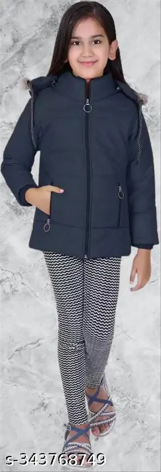 Nylon solid-colored Agile Funky Girls winter jacket for kids, warm and comfortable wear in 7-13 years sizes