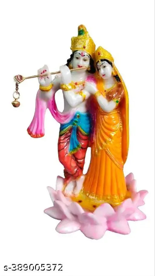 Marble Kamal Radha Krishna idol, 5"L x 9"H x 4"B, traditional decorative murti for Pooja Mandir or living room