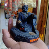 Handcrafted black & gold marble statue of Chhatrapati Shivaji Maharaj, inspiring Indian artifact for home or office décor, 9cm x 9cm x 9cm