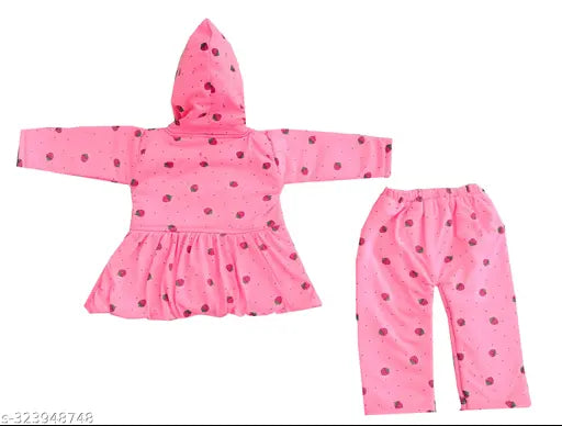 Soft woolen newborn baby winter hoody dress with long sleeves, solid pattern & butterfly/flower print. Perfect for 0-12 months winter babies, made in India