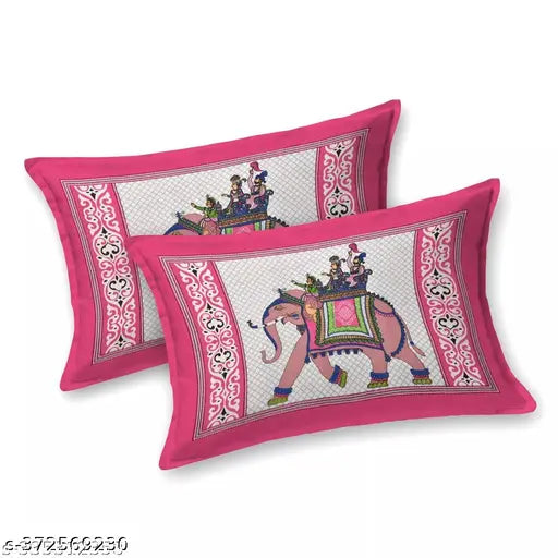 180 tc Pure Jaipuri Double bed Cotton Bedsheet Combo of 1 Bedsheet And 2 Complementary Pillow Cover