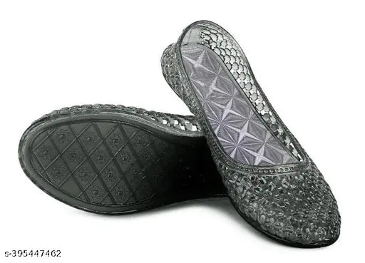 Black PU slip-on boat shoes, solid black Star Belly design - Indian footwear