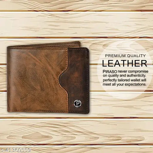 Brown leather wallet, free size with 1 compartment, premium quality, perfect for gifting