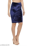 NavyBlueGrey Velvet High Waist Versatile Straight Pencil Skirt - Pack of 2 for versatile, comfortable everyday or special occasion wear