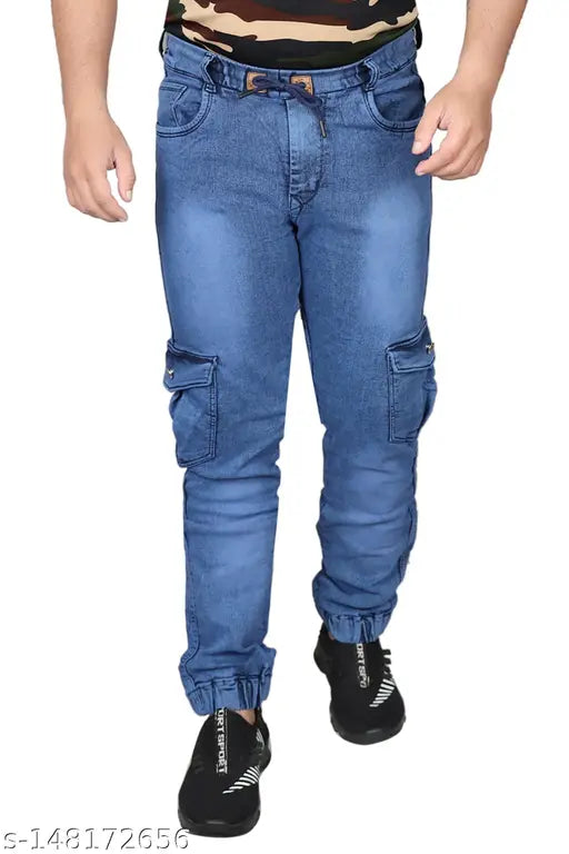 Denim dyed/washed jogger from BUZZIC, pure denim fabric, easy-going style, sizes 28-36, India origin