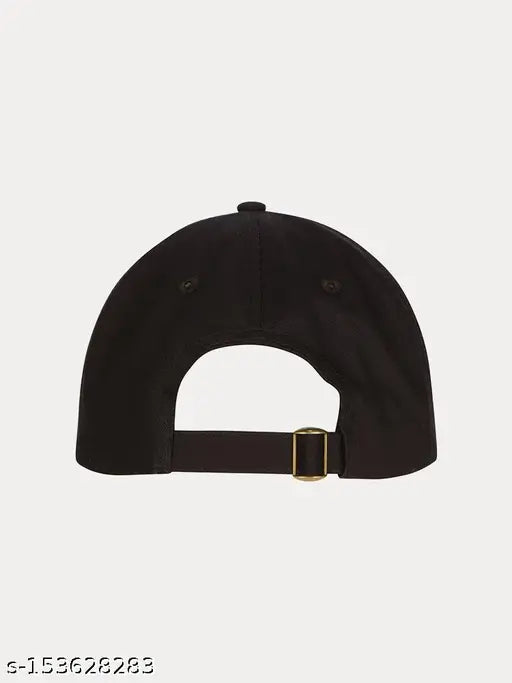 Cotton baseball cap with black brim and gold buckle