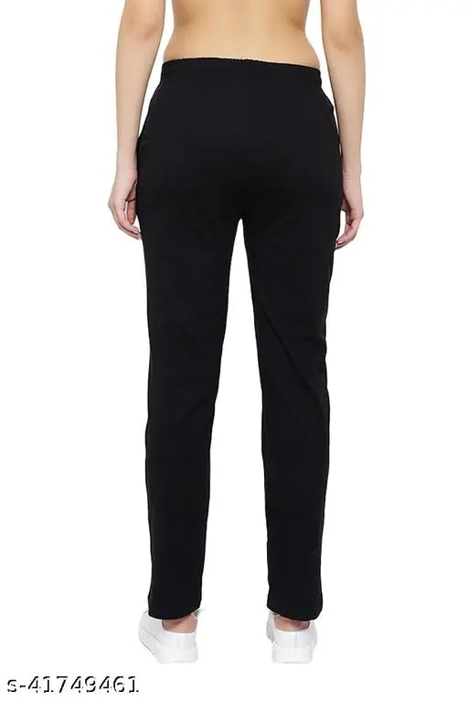 Black cotton stretchy pants with drawstring waist