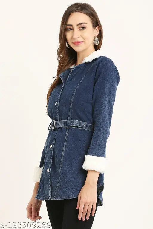 Denim kids' girls full sleeve casual coat, long sleeves dyed/washed pattern, casual wear for ages 8-9 to 15-16 years
