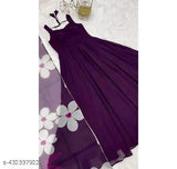 New Georgette Anarkali dress with organza dupatta, trendy traditional women's fashion for festive or casual wear. Sleeveless size M, XL, XXL