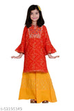 Princess Comfy Girls rayon kurti with three-quarter sleeves, printed net design for kids aged 3-4 years old, Indian traditional wear