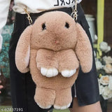 Pink stuffed bunny rabbit fabric handbag with furry details