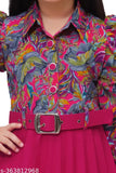 Kids party festive crepe frock, printed net pattern, versatile for celebrations
