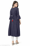 Blue Lela Kurti long dress with ruffles and a waist belt