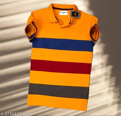 Majestic striped cotton short-sleeve men's t-shirt (S: 36in/26in, L: 40in/28in), made in India